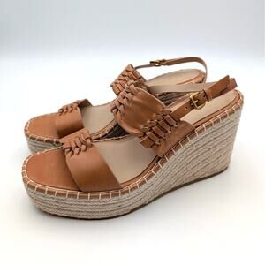 Veronica Beard Riya Leather Espadrille Wedge Sandals Light brown Size US11M EU41